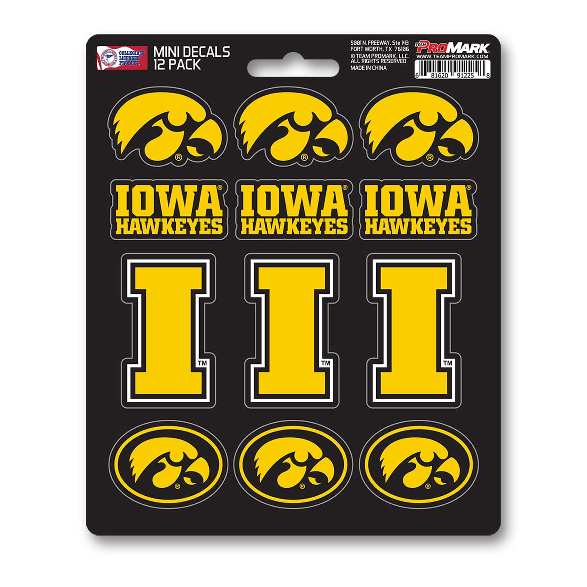 Iowa Hawkeyes 12 Count Mini Decal Sticker Pack - Iowa