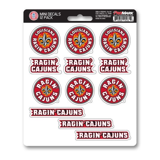 Louisiana-Lafayette Ragin' Cajuns 12 Count Mini Decal Sticker Pack - Louisiana-Lafayette