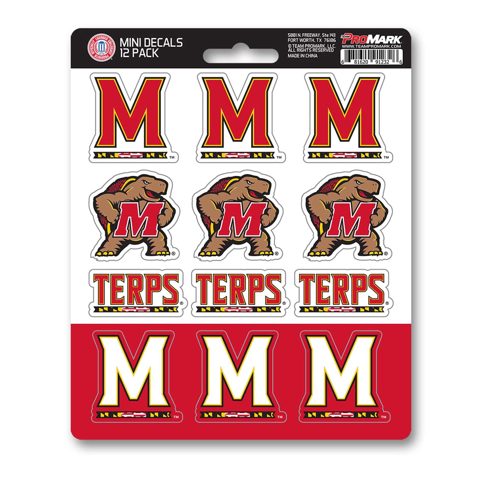 Maryland Terrapins 12 Count Mini Decal Sticker Pack - Maryland