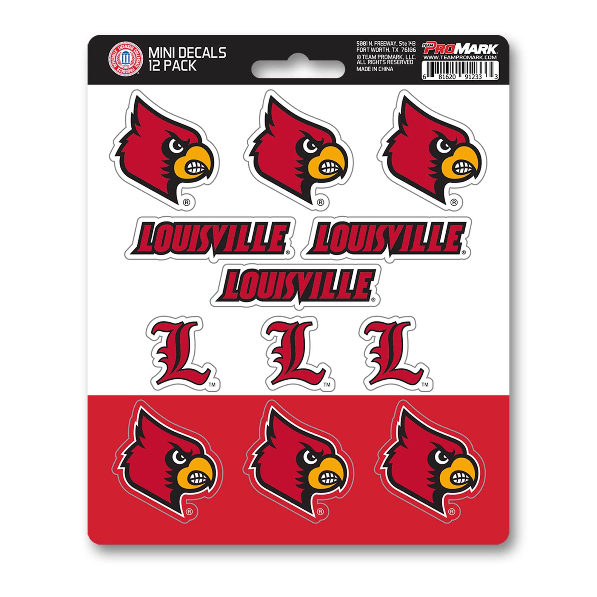Louisville Cardinals 12 Count Mini Decal Sticker Pack - Louisville