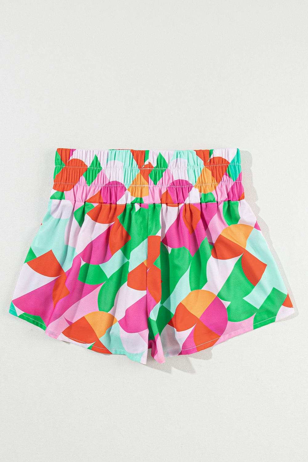Smocked Contrast Print High Waist Skort - Trendsi - Flyclothing LLC