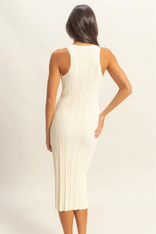 HYFVE Round Neck Bodycon Ribbed Knit Dress - Trendsi - Flyclothing LLC
