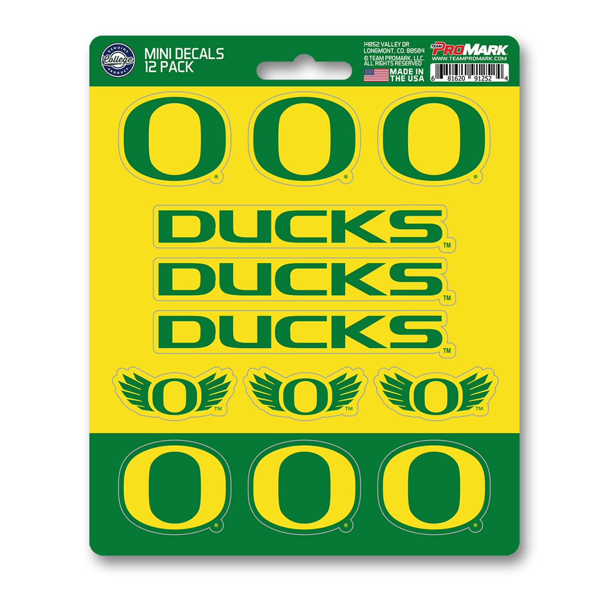 Oregon Ducks 12 Count Mini Decal Sticker Pack - Oregon