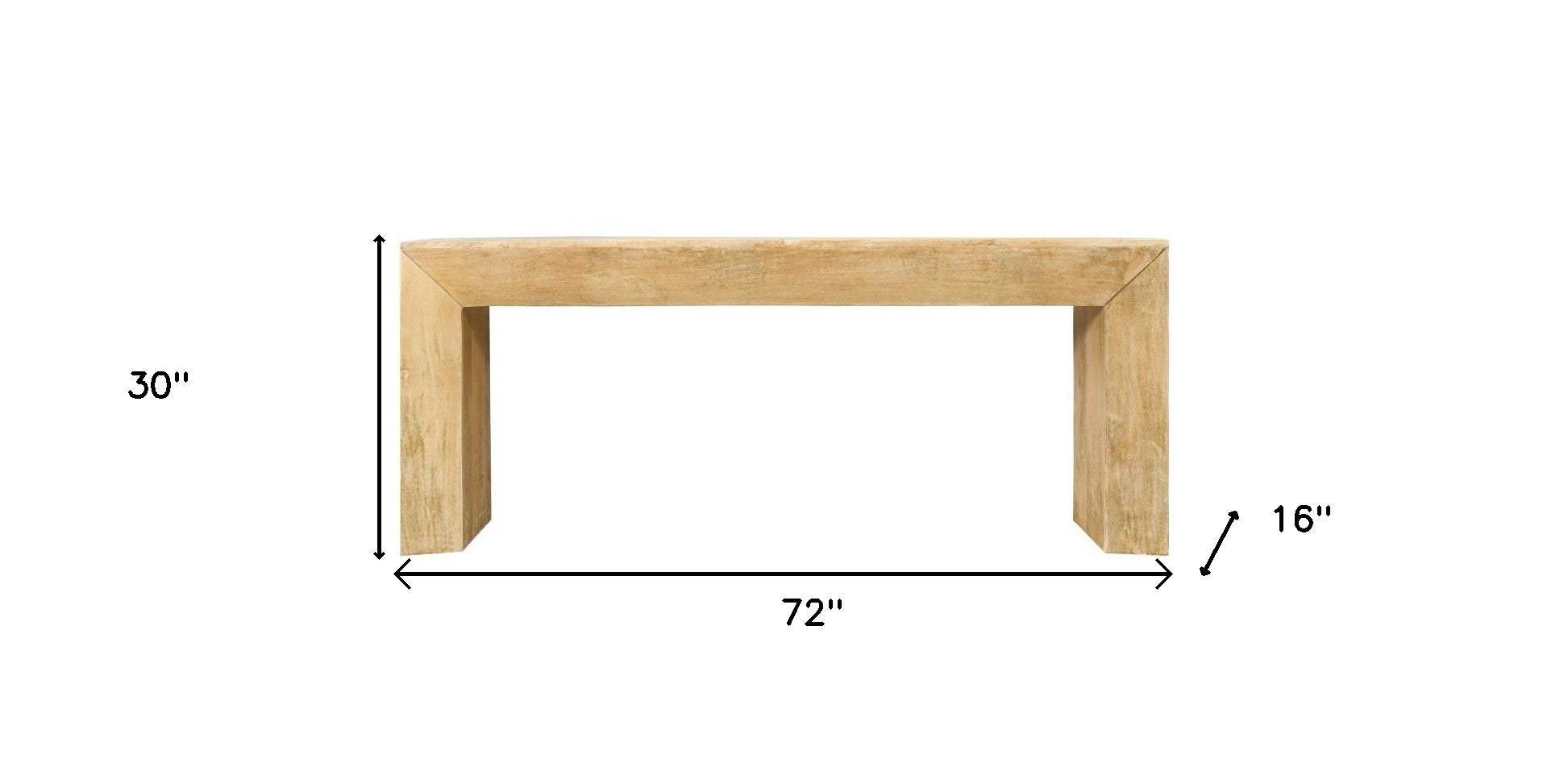 72" Natural Solid Wood Distressed Frame Console Table - HomeRoots - Flyclothing LLC