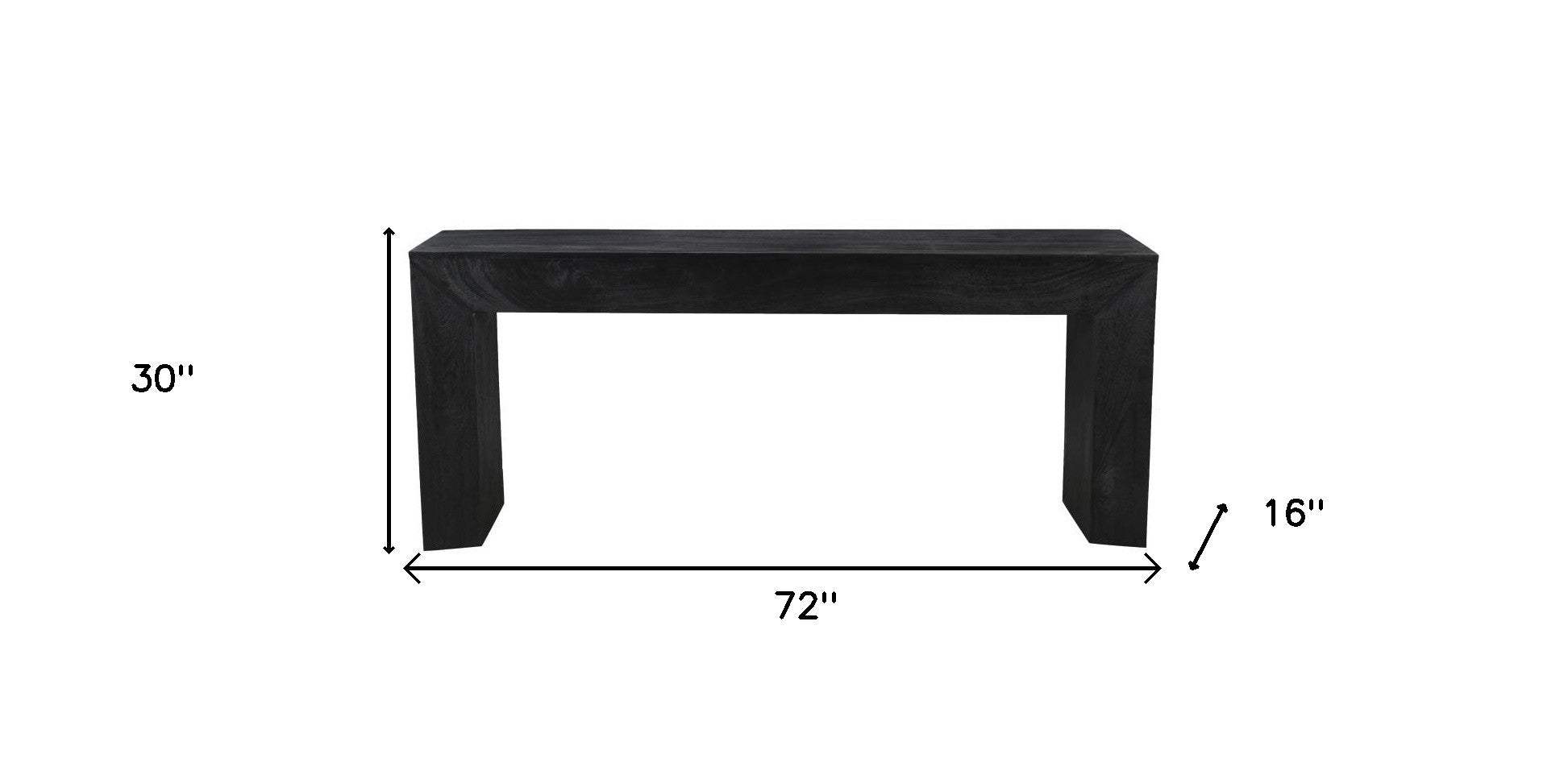 72" Charcoal Solid Wood Distressed Frame Console Table - HomeRoots - Flyclothing LLC