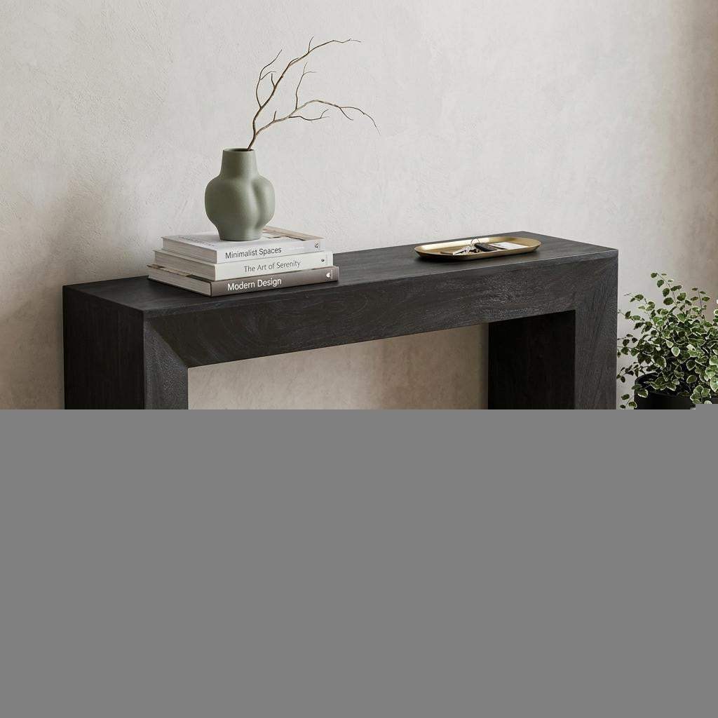 72" Charcoal Solid Wood Distressed Frame Console Table - HomeRoots - Flyclothing LLC