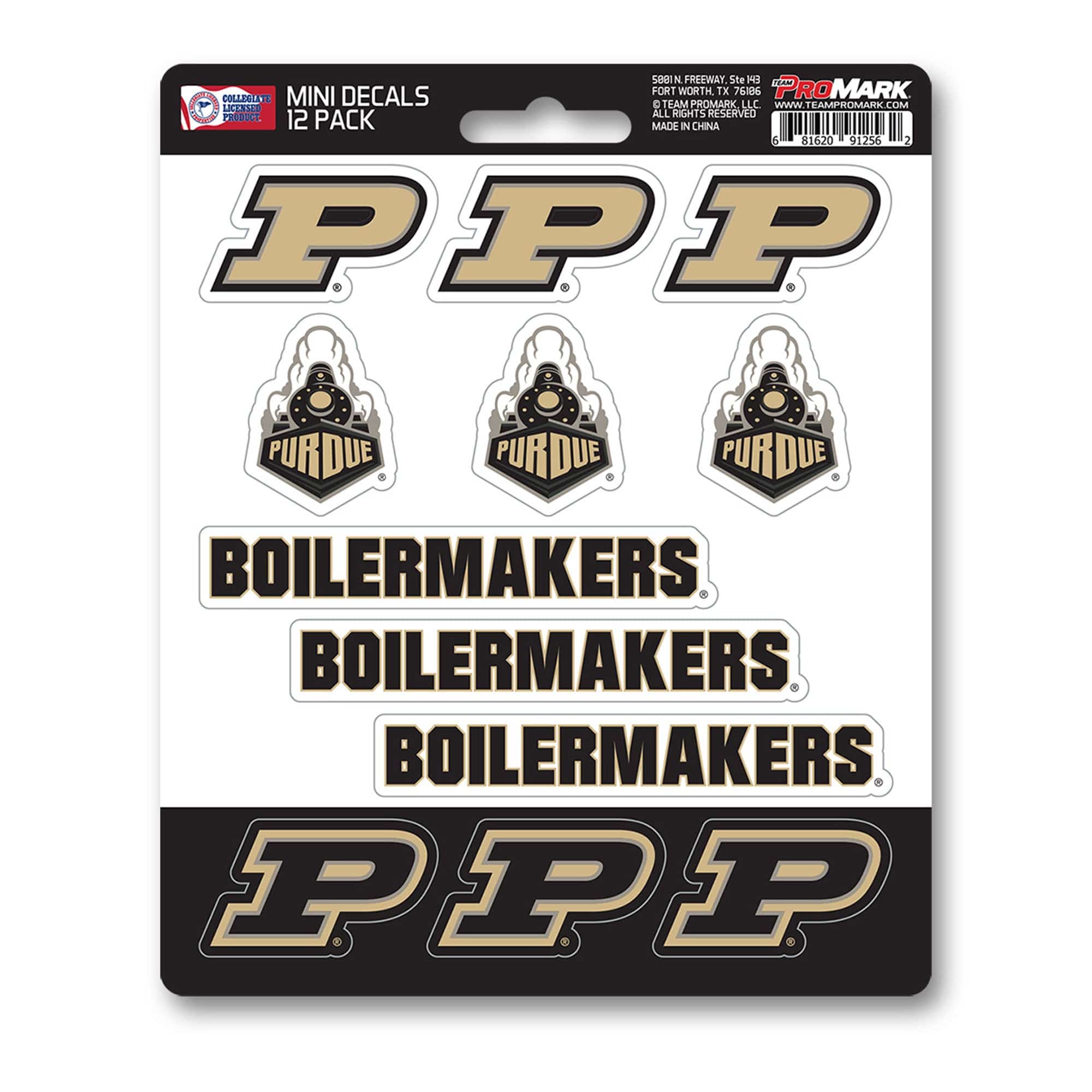 Purdue Boilermakers 12 Count Mini Decal Sticker Pack - Purdue