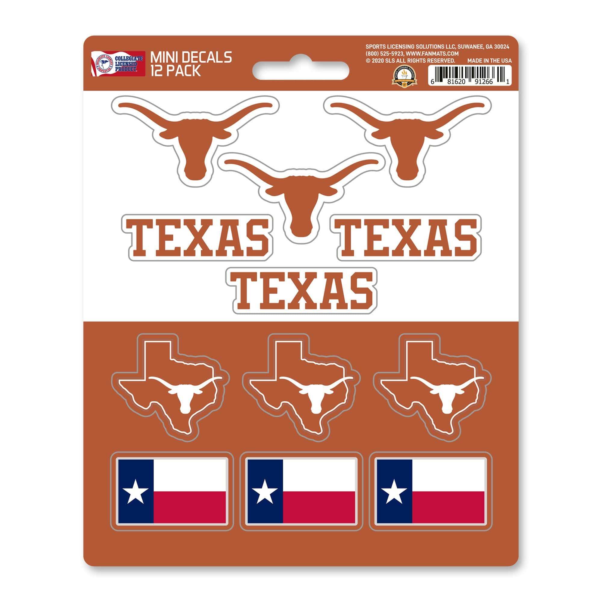 Texas Longhorns 12 Count Mini Decal Sticker Pack - Texas - Flyclothing LLC