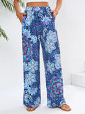 Geometric Wide Leg Pants with Pockets - Trendsi