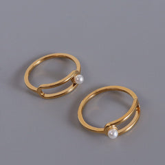 Synthetic Pearl Titanium Steel Ring - Flyclothing LLC
