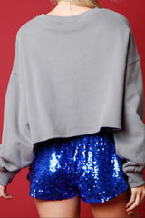 Sequin Round Neck Dropped Shoulder Sweatshirt - Trendsi
