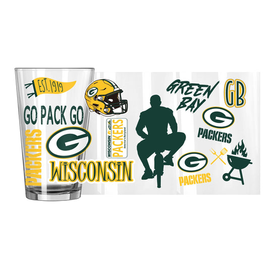 Green Bay Packers 16oz Native Pint Glass - Logo Brands - Flyclothing LLC