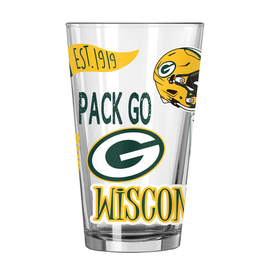 Green Bay Packers 16oz Native Pint Glass - Logo Brands - Flyclothing LLC