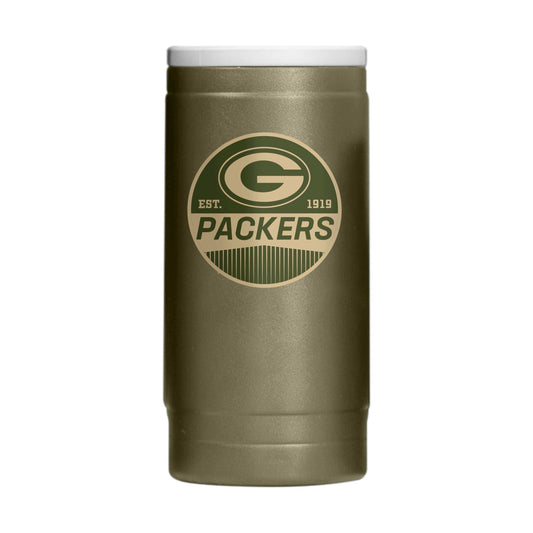 Green Bay Packers Badge Powder Coat Slim Can Coolie - Logo Brands - Flyclothing LLC