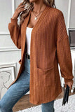 Textured Pocketed Open Front Long Sleeve Cover Up - Trendsi - Flyclothing LLC