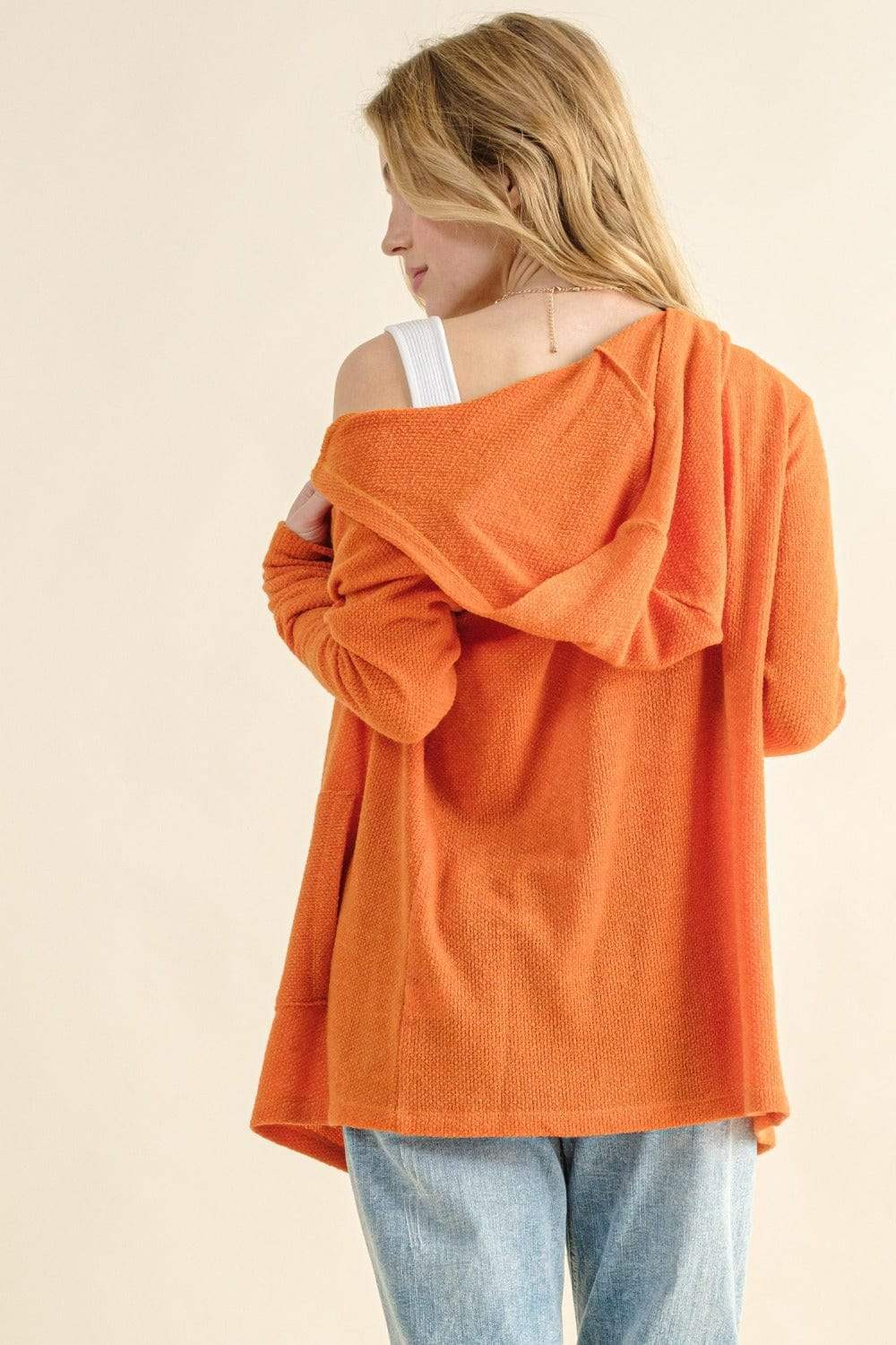 And The Why Full Size Thermal Hooded Open Front Cardigan with Pockets - Trendsi - Flyclothing LLC