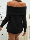 Off-Shoulder Long Sleeve Sweater - Trendsi - Flyclothing LLC