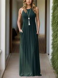Pocketed Round Neck Sleeveless Dress - Trendsi - Flyclothing LLC