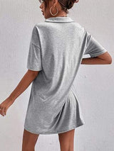 Johnny Collar Short Sleeve Polo Dress - Trendsi - Flyclothing LLC