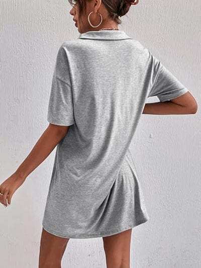 Johnny Collar Short Sleeve Polo Dress - Trendsi - Flyclothing LLC