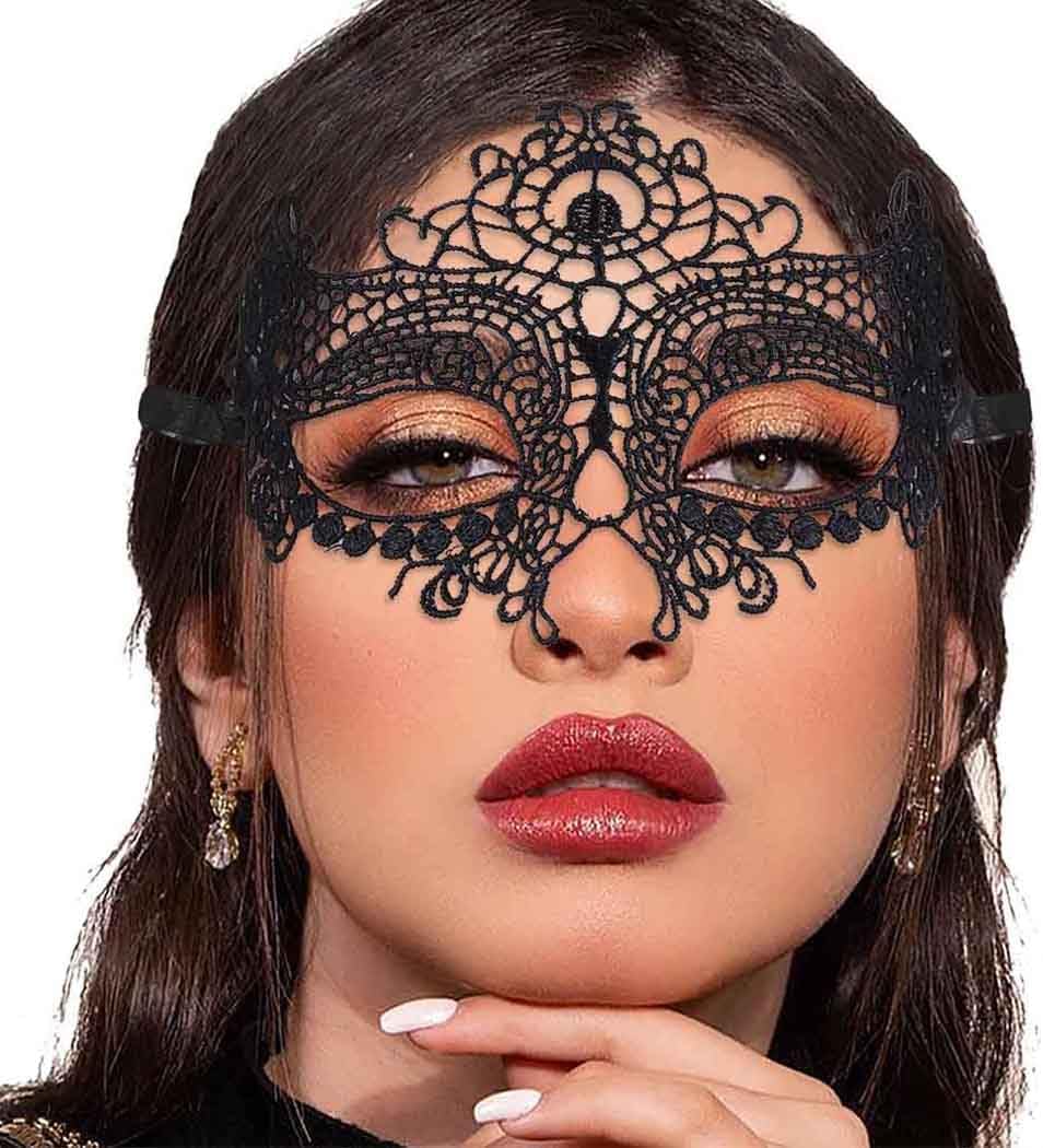 Masquerade Lace Mask Women Black Lace Masks Costume Party Proms Face Mask Halloween Eye Mask - SHOMICOBOUTIQUE - Flyclothing LLC