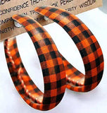 Plaid PU Leather Hoop Earrings - Trendsi - Flyclothing LLC