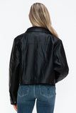 Snobbish Snap Down Long Sleeve PU Leather Jacket - Trendsi