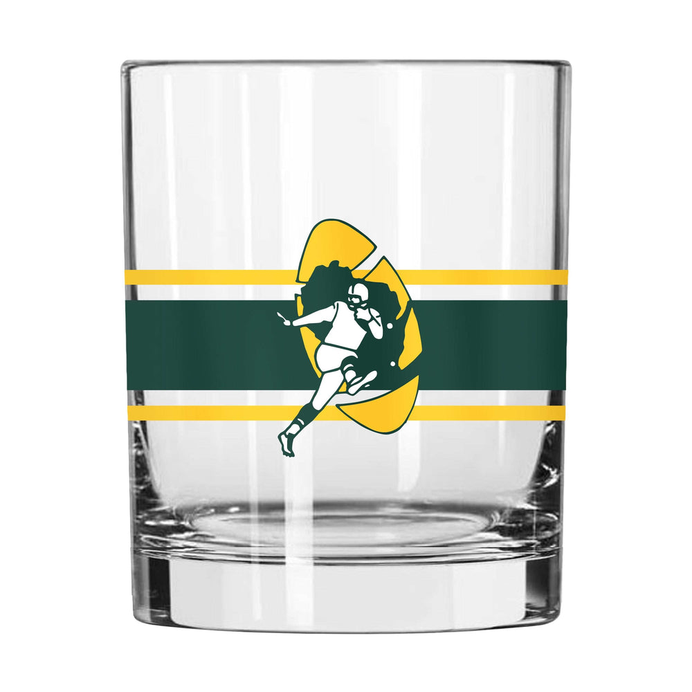 Green Bay Packers Throwback 14oz Stripe Rocks Glass - Logo Brands - Flyclothing LLC