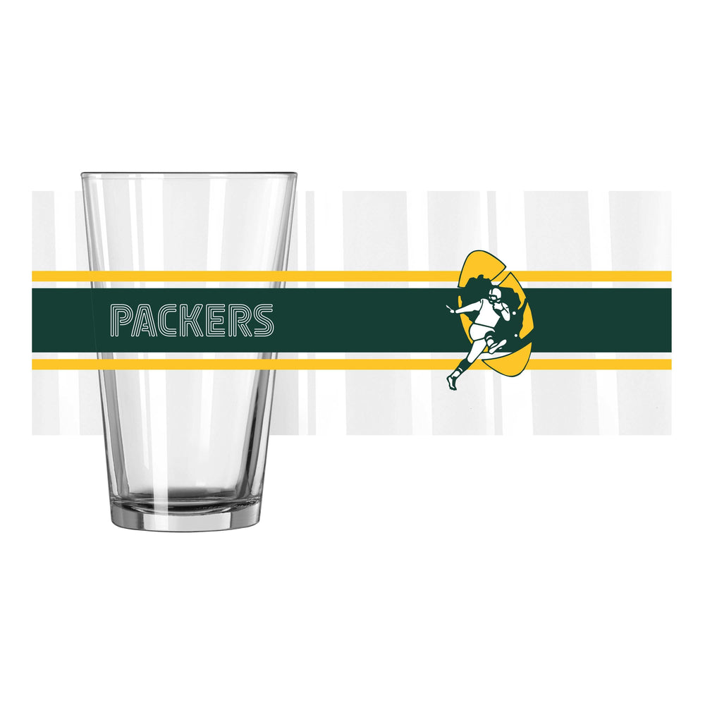 Green Bay Packers Throwback 16oz Stripe Pint Glass - Logo Brands - Flyclothing LLC