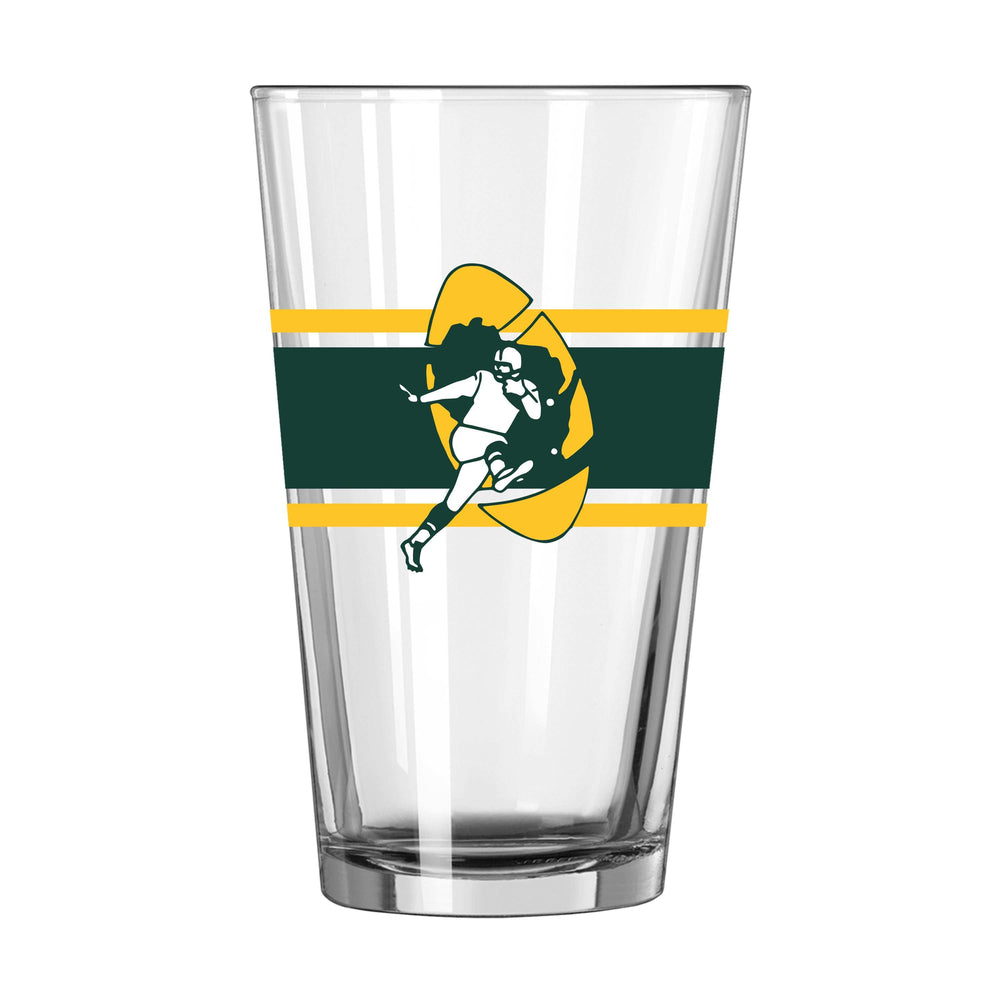 Green Bay Packers Throwback 16oz Stripe Pint Glass - Logo Brands - Flyclothing LLC