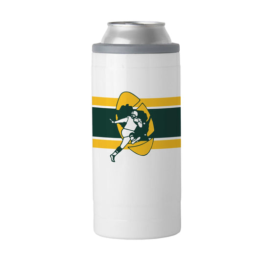 Green Bay Packers Throwback 12oz Stripe Slim Can Coolie - Logo Brands - Flyclothing LLC