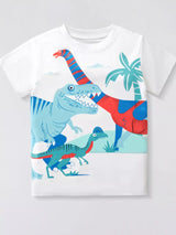 Children's Dinosaur Graphic Crew Neck T-Shirt - Trendsi - Flyclothing LLC