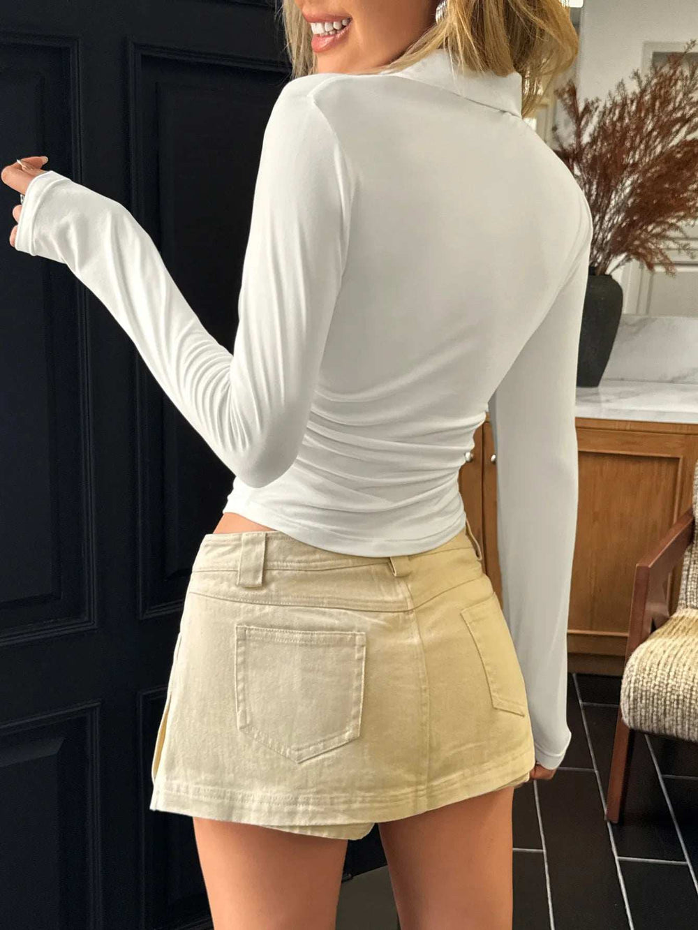 Johnny Collar Long Sleeve T-Shirt - Trendsi - Flyclothing LLC