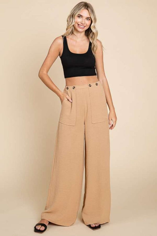 Culture Code Full Size High Waist Wide Leg Cargo Pants - Trendsi