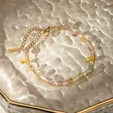 Stainless Steel Natural Stone Double Layered Bracelet - Trendsi - Flyclothing LLC