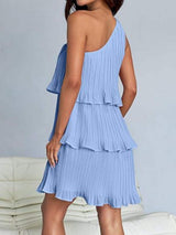 Layered Single Shoulder Mini Dress - Trendsi - Flyclothing LLC