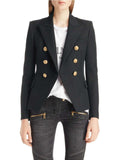 Lapel Collar Long Sleeve Blazer - Trendsi - Flyclothing LLC
