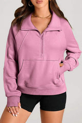 Half Zip Long Sleeve Sweatshirt - Trendsi - Flyclothing LLC