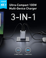 Anker Prime Charger (100W, 3 Ports, GaN) - Anker - Flyclothing LLC