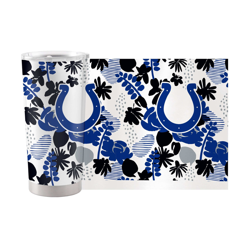 Indianapolis Colts 20oz Floral Stainless Tumbler - Logo Brands - Flyclothing LLC