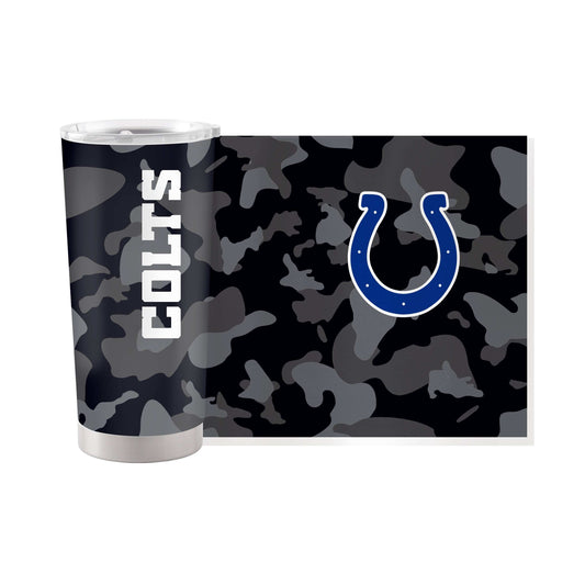 Indianapolis Colts 20oz Black Camo Stainless Tumbler - Logo Brands - Flyclothing LLC
