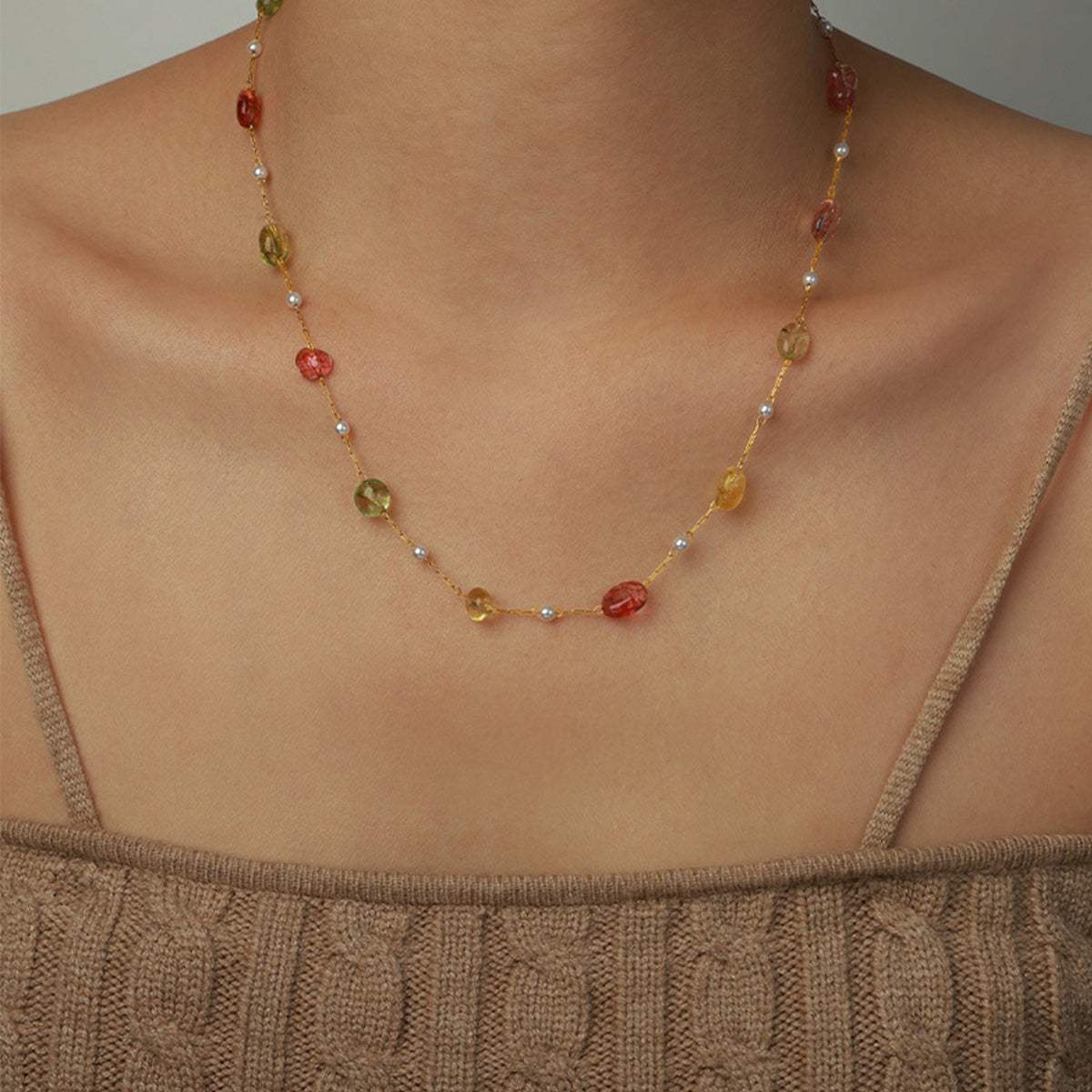 Titanium Steel Gold-plated Bead Necklace - Trendsi - Flyclothing LLC