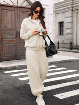 Zip-Up Long Sleeve Top and Pants Set - Trendsi - Flyclothing LLC