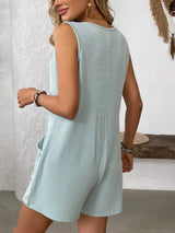 Pocketed Round Neck Sleeveless Romper - Trendsi - Flyclothing LLC