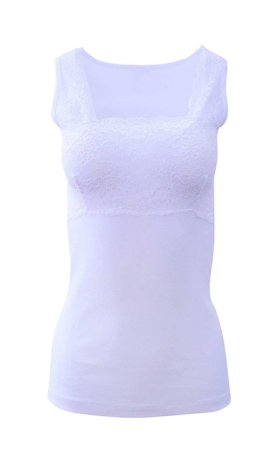 Mare Luxury 100% Mako Cotton Women's Lace-Trimmed Tank Top. Proudly Made in Italy (263) - tittimitti - Flyclothing LLC