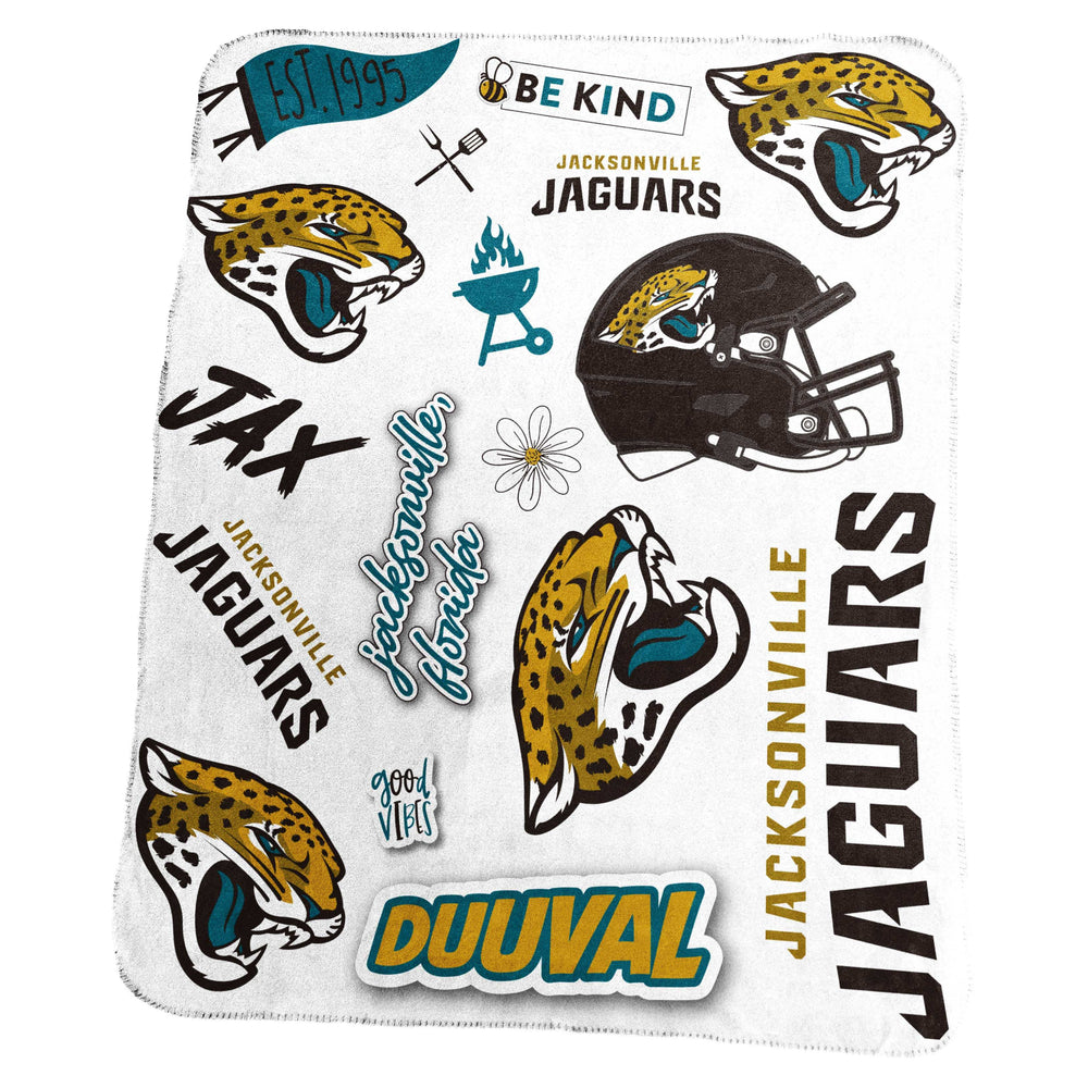 Jacksonville Jaguars Classic Native Fleece Throw - Logo Brands - Flyclothing LLC