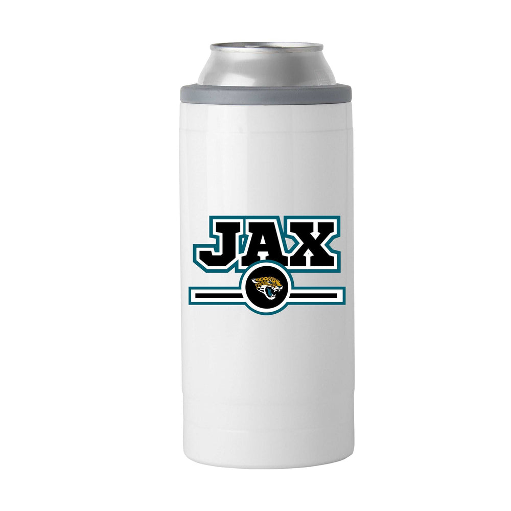 Jacksonville Jaguars Letterman 12 oz Slim Can Coolie - Logo Brands - Flyclothing LLC