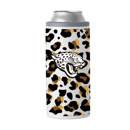 Jacksonville Jaguars 12oz Neutral Leopard Slim Can Coolie - Logo Brands - Flyclothing LLC