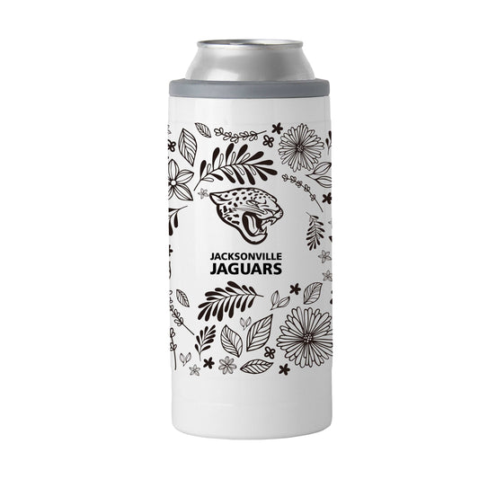 Jacksonville Jaguars 12oz Botanical Slim Can Coolie - Logo Brands - Flyclothing LLC