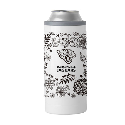 Jacksonville Jaguars 12oz Botanical Slim Can Coolie - Logo Brands - Flyclothing LLC